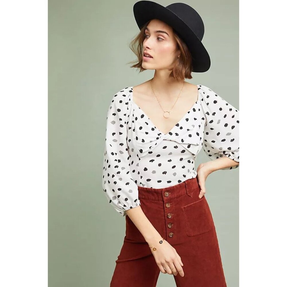 Anthropologie NWT Ranna Gill Francoise Polka Dot Blouse size XS